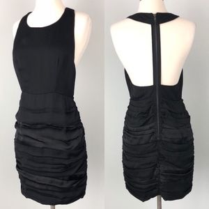 Esley | Cut Out Back Black Dress Ruched Skirt